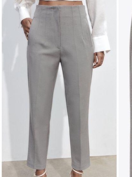 Zara Pants - ZARA High Waisted Gray Tailored Straight Leg Trousers Size Small